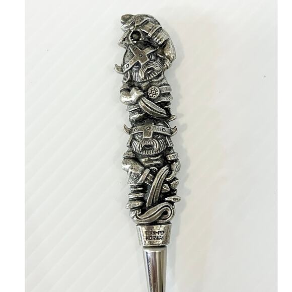 Vtg Viking Figure Cheese Slicer Tinn Per Norway Pewter & Stainless Kitchen Tool - Picture 1 of 4